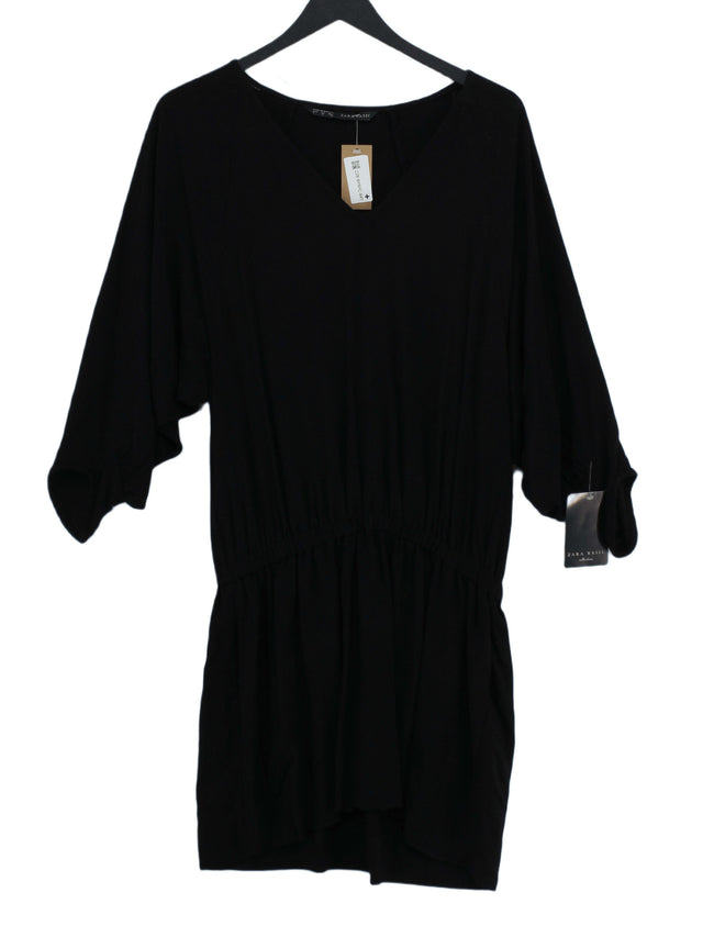 Zara Women's Midi Dress S Black 100% Viscose