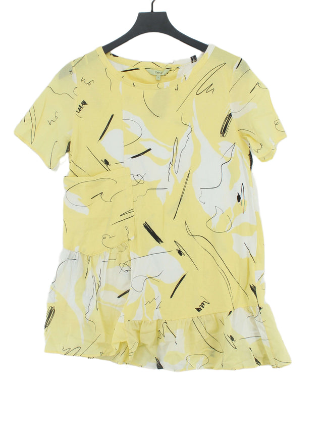 Next Women's T-Shirt UK 10 Yellow 100% Cotton