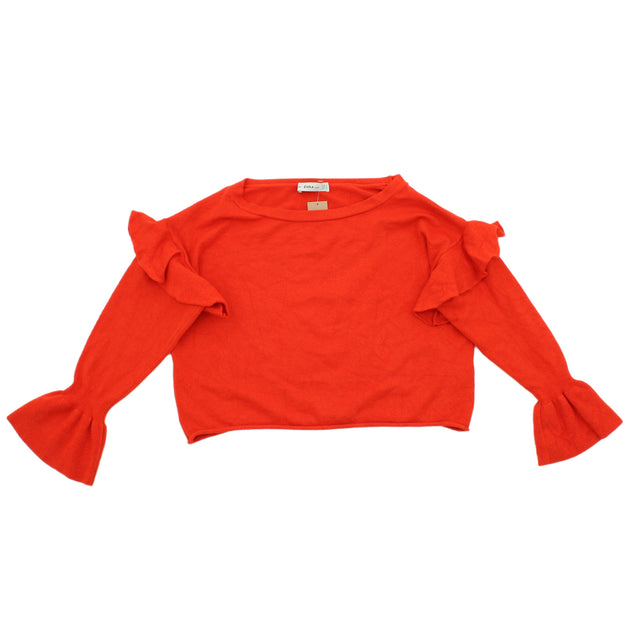 Zara Knitwear Women's Jumper S Orange Viscose with Polyester, Elastane