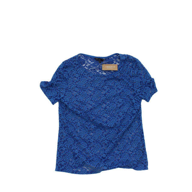 M&S Women's Top UK 6 Blue Other with Cotton, Elastane
