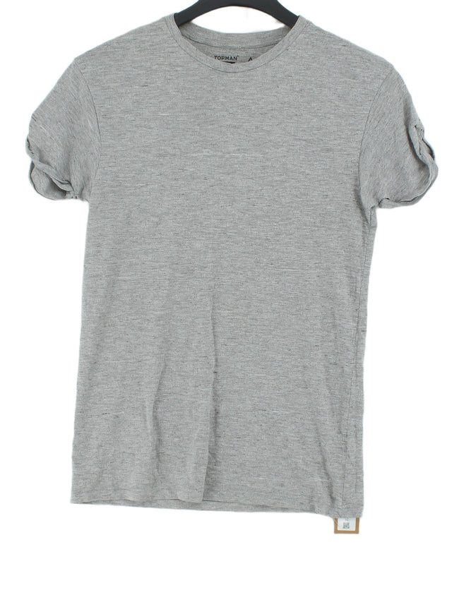 Topman Men's T-Shirt XXS Grey Cotton with Polyester