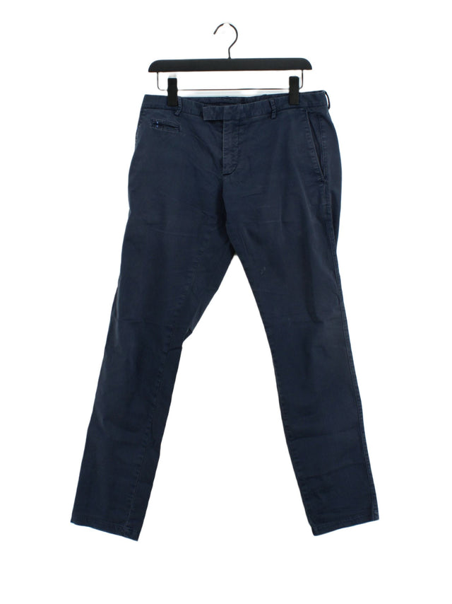 David Naman Women's Trousers UK 20 Blue 100% Cotton