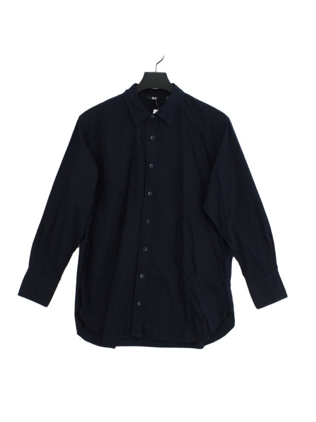 Uniqlo Men's Shirt M Blue 100% Cotton