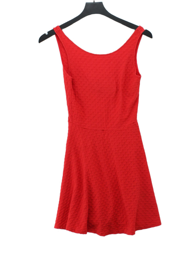 H&M Women's Midi Dress Red Cotton with Elastane, Polyester