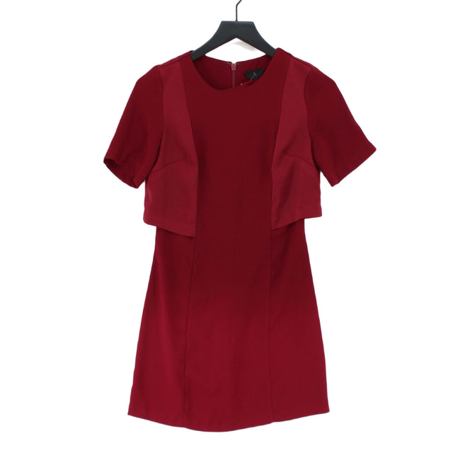 Topshop Women's Midi Dress UK 6 Red Cotton with Polyester