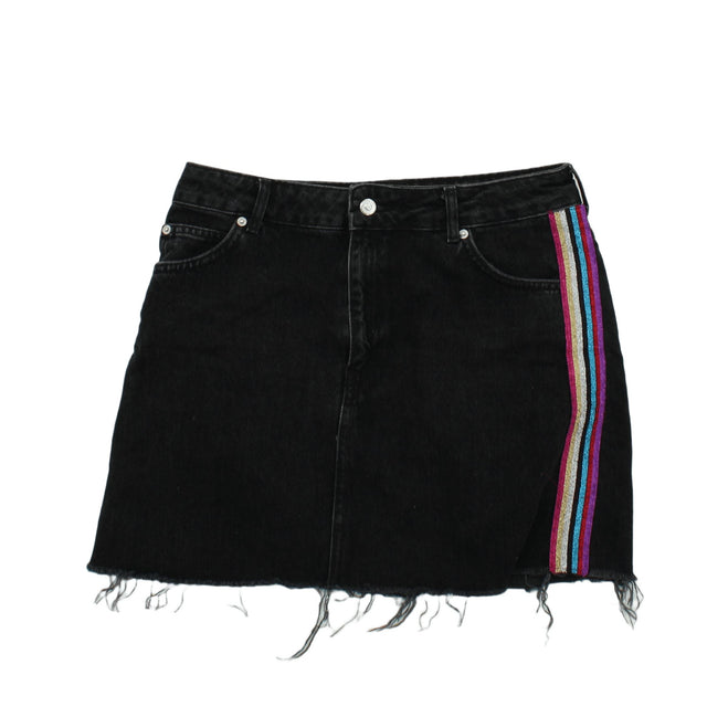 Topshop Women's Mini Skirt UK 12 Black 100% Cotton