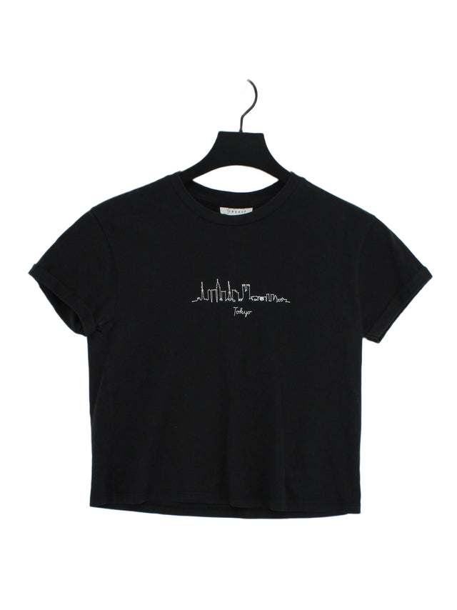 Topshop Women's T-Shirt UK 6 Black 100% Cotton