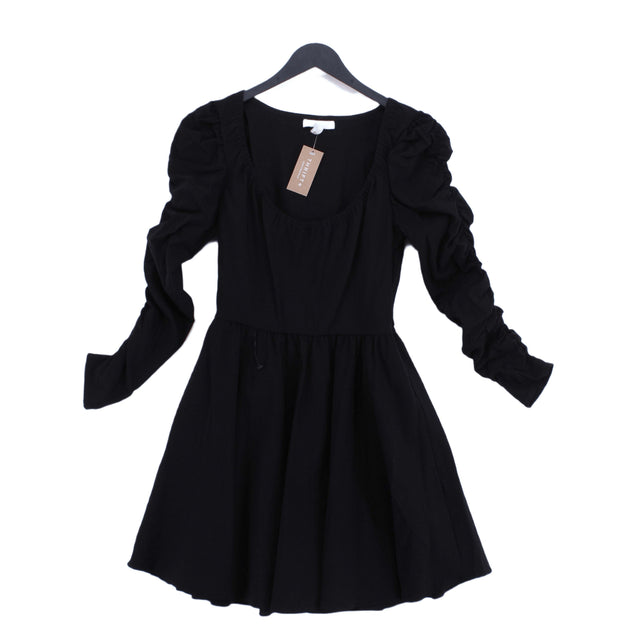 Topshop Women's Midi Dress UK 8 Black Polyester with Cotton, Elastane