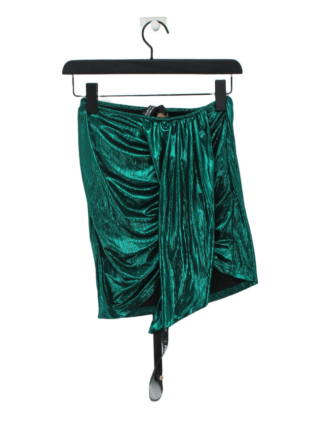 Pretty Little Thing Women's Mini Skirt UK 4 Green Polyester with Elastane