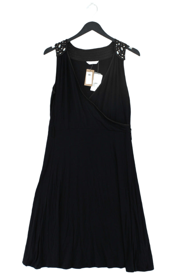 New Look Women's Midi Dress UK 12 Black Viscose with Polyester, Elastane