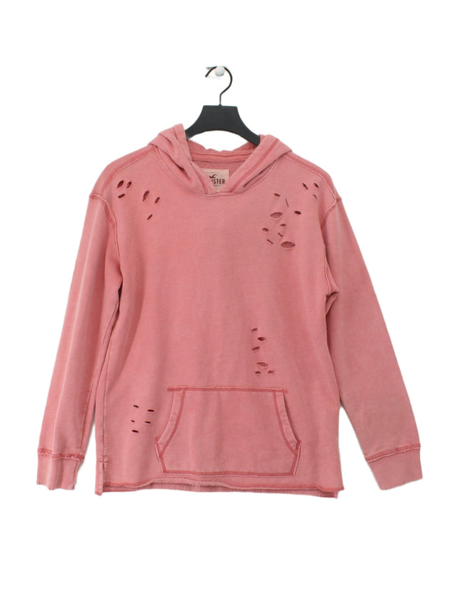 Hollister Women's Hoodie S Pink Cotton with Polyester