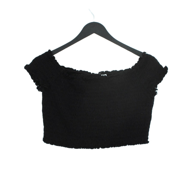 H&M Women's Top M Black Cotton with Elastane, Polyester