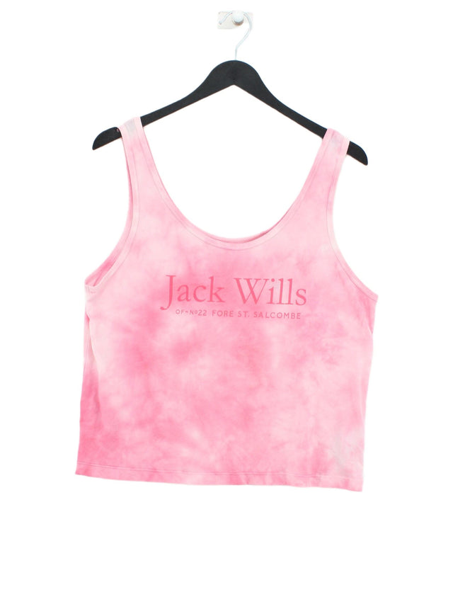 Jack Wills Women's Top UK 12 Pink Cotton with Polyester