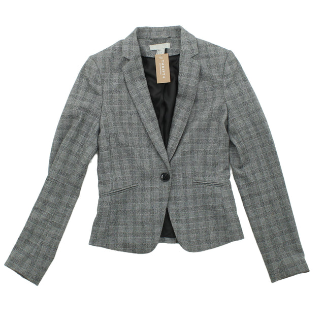 H&M Women's Jacket UK 4 Grey Polyester with Viscose, Elastane