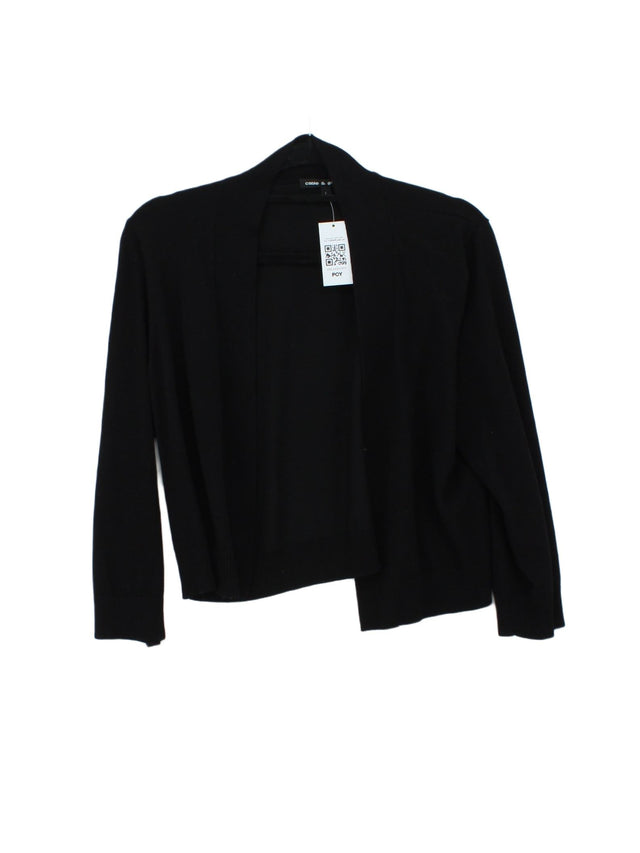 Cable & Gauge Women's Cardigan L Black Rayon with Polyester
