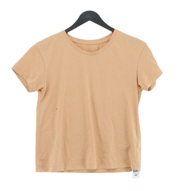 Uniqlo Men's T-Shirt XXS Tan Cotton with Polyester