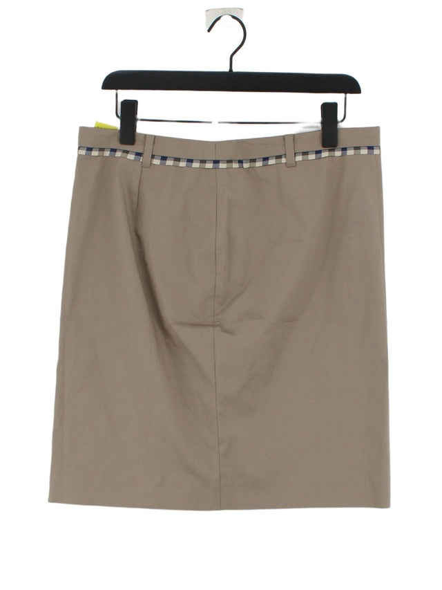 Aquascutum Women's Midi Skirt UK 12 Tan 100% Cotton