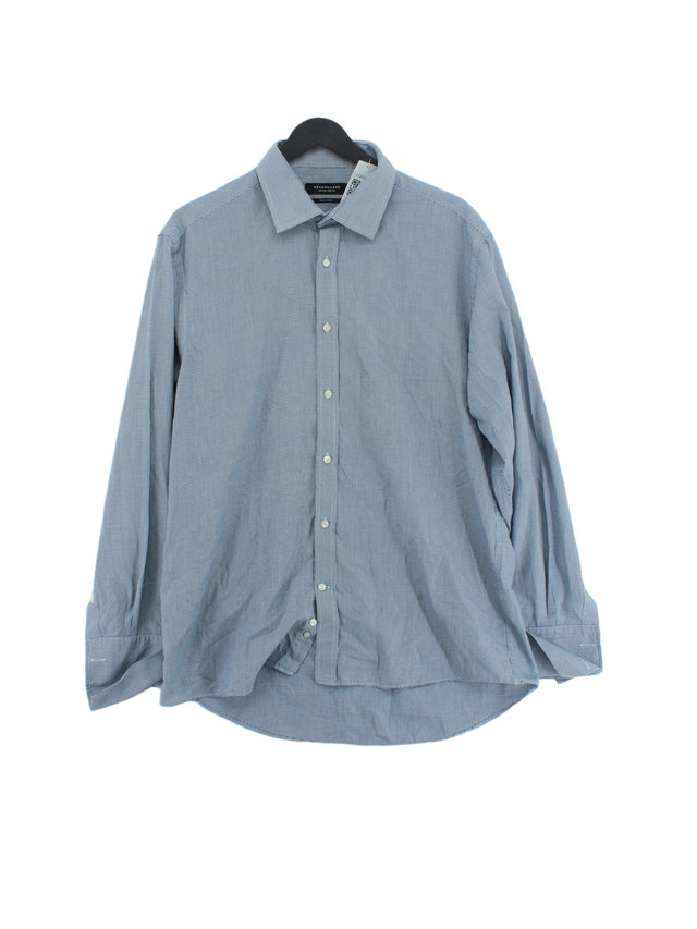 Dehavilland Men's Shirt Chest: 42 in Blue Cotton with Polyester