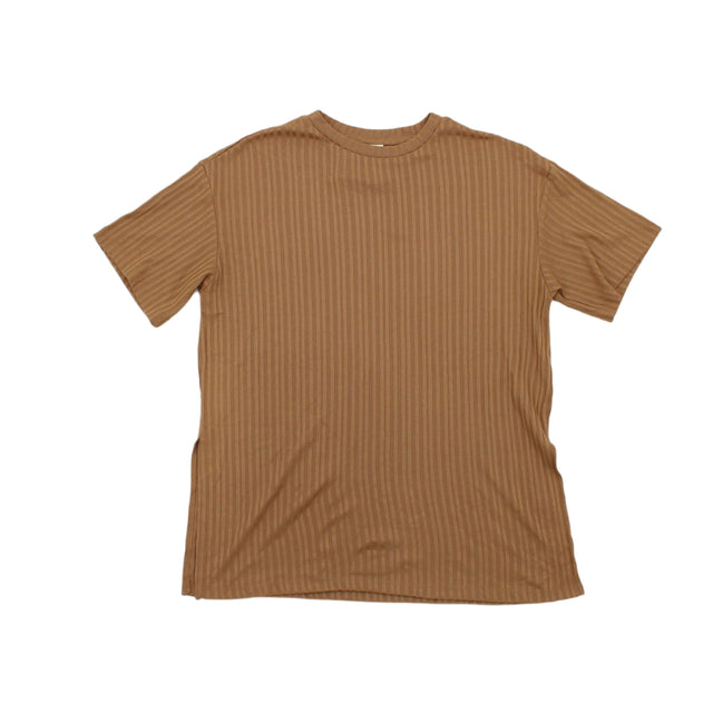 H&M Women's Top S Brown Polyester with Viscose