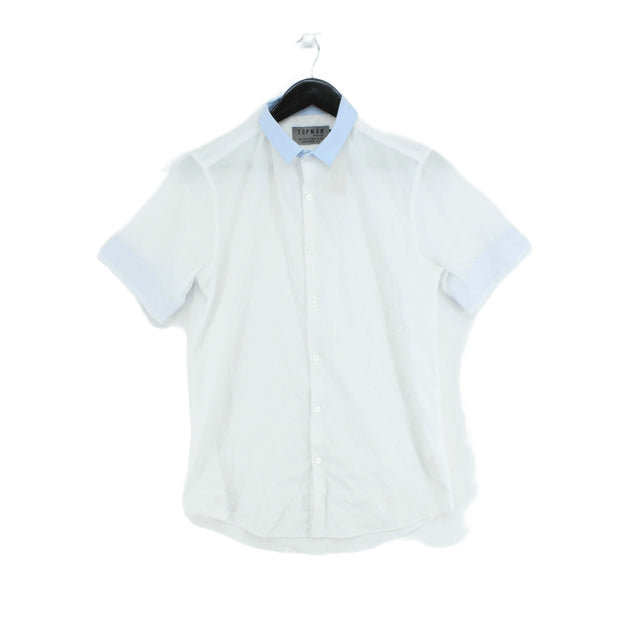 Topman Men's T-Shirt S White Polyester with Cotton