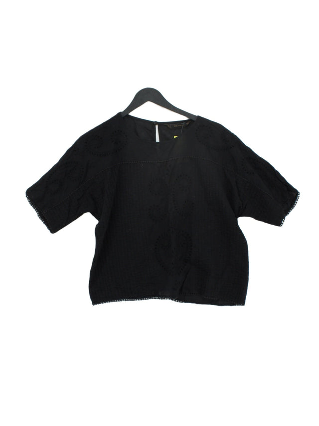 Zara Basic Women's Blouse L Black Cotton with Polyester