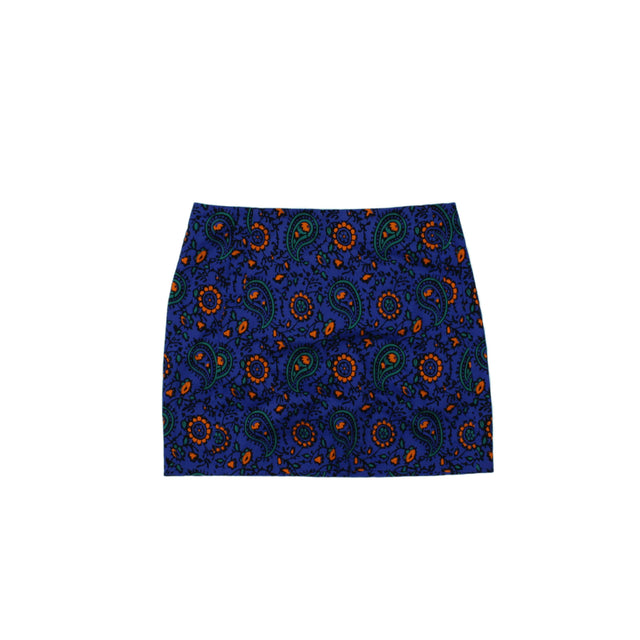 J. Crew Women's Mini Skirt UK 4 Blue Cotton with Other