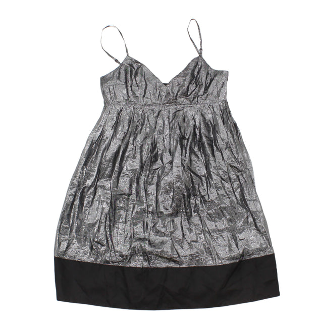 Oasis Women's Mini Dress UK 8 Black Viscose with Other, Silk, Cotton