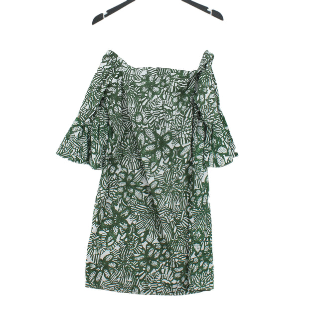 H&M Women's Blouse UK 10 Green Cotton with Elastane