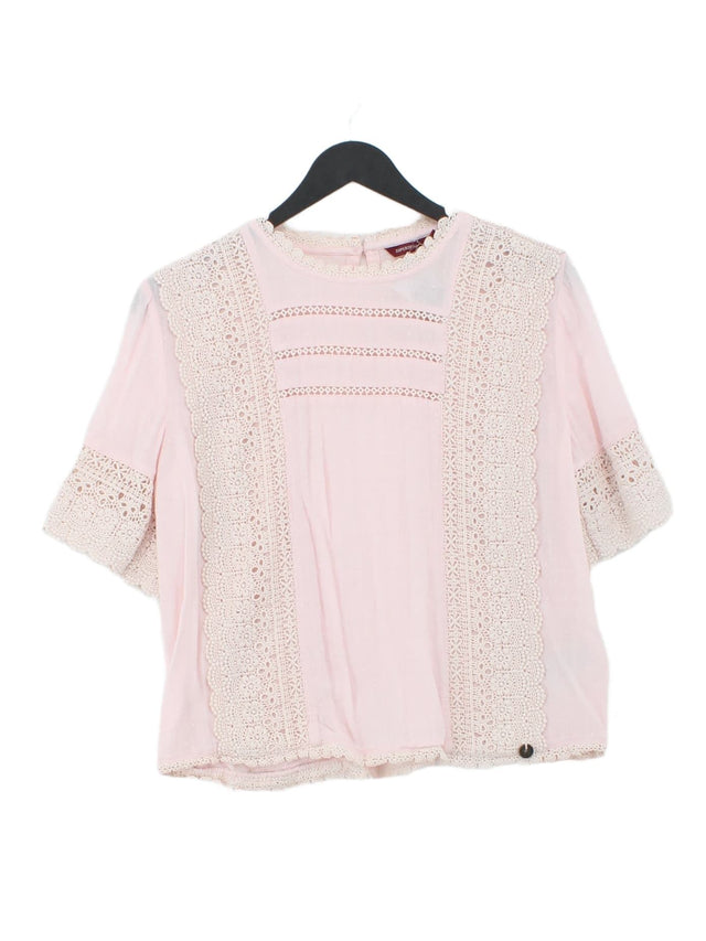 Superdry Women's T-Shirt UK 10 Pink 100% Viscose