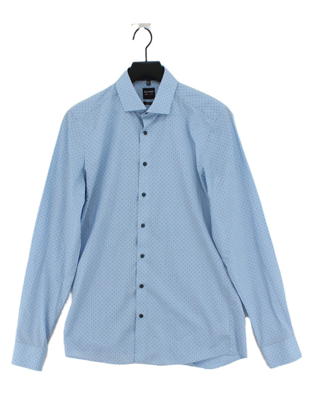 Olymp Men's Shirt Chest: 40 in Blue Cotton with Elastane