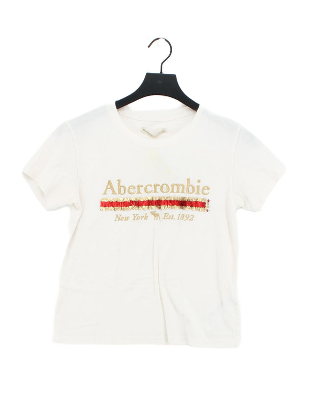 Abercrombie & Fitch Women's T-Shirt XS Cream 100% Cotton