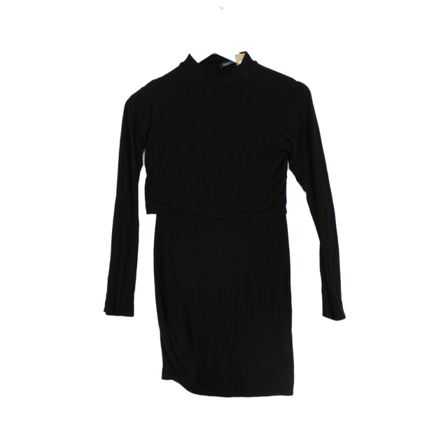 Boohoo Women's Midi Dress UK 8 Black 100% Viscose