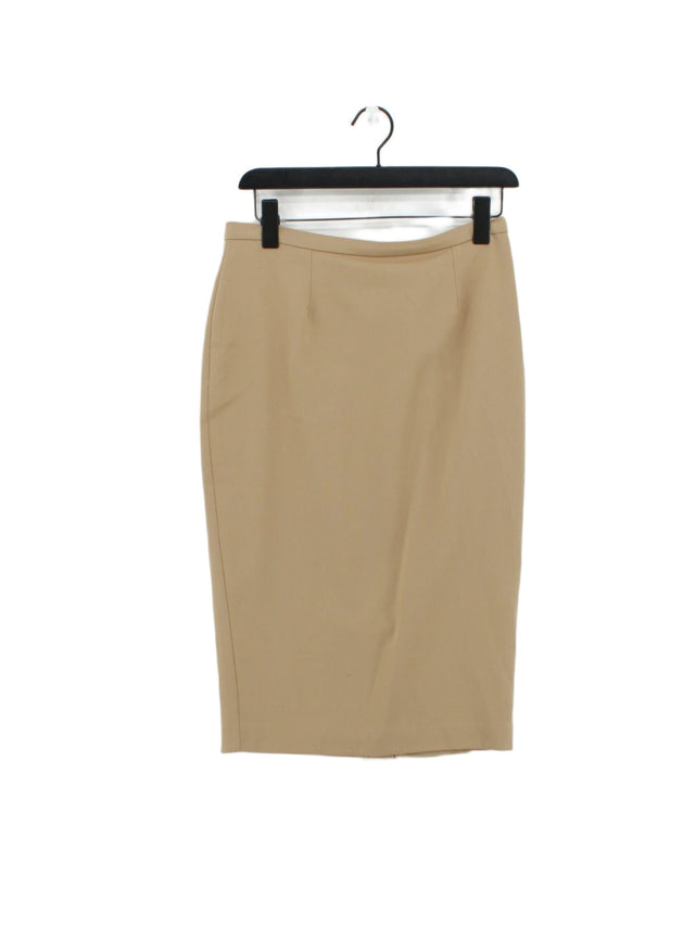M&S Collection Women's Midi Skirt UK 10 Tan Polyester with Elastane, Viscose