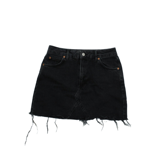 Topshop Women's Mini Skirt UK 10 Black Cotton with Other
