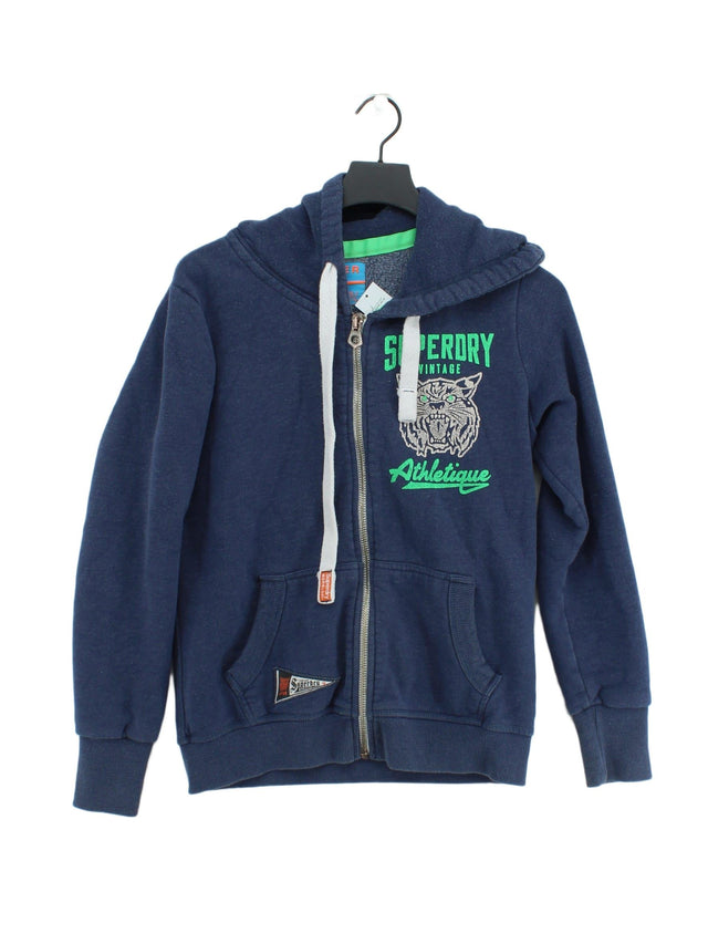 Superdry Women's Hoodie L Blue Cotton with Polyester