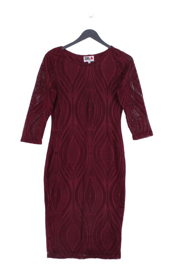 River Island Women's Midi Dress UK 10 Red Nylon with Elastane, Polyester