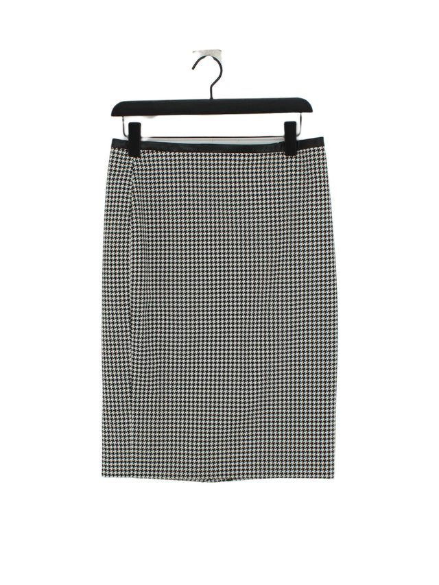M&S Collection Women's Midi Skirt UK 10 Black Polyester with Cotton, Elastane