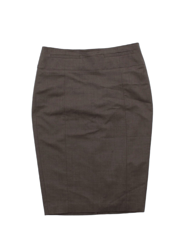 Reiss Women's Midi Skirt UK 8 Brown Viscose with Wool, Elastane, Polyester