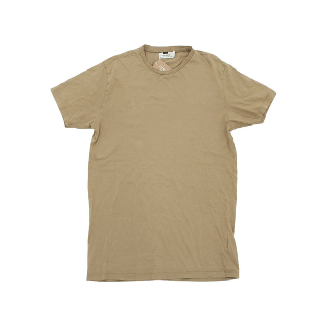 Topman Men's T-Shirt XS Brown 100% Cotton