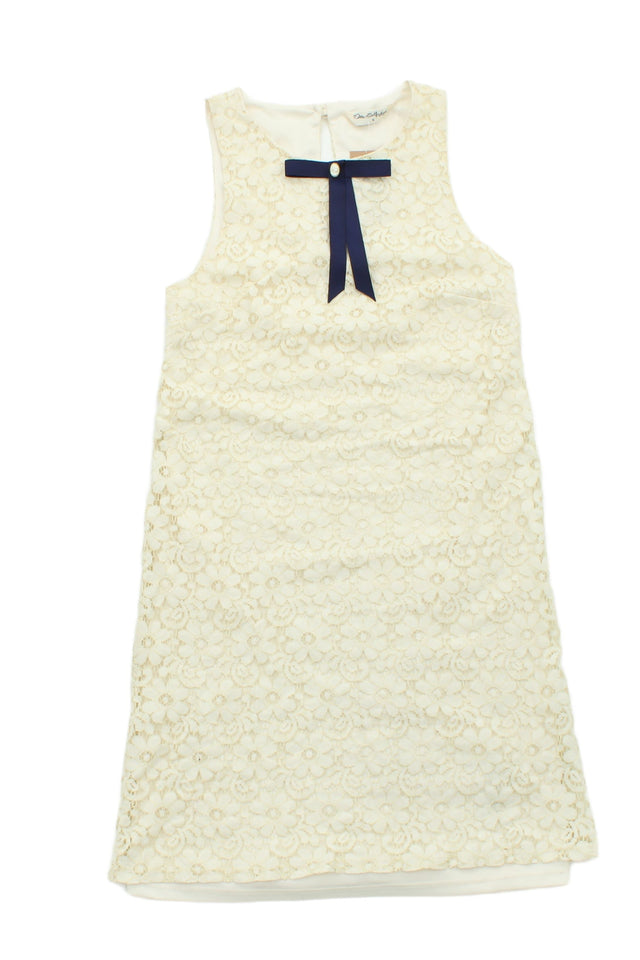 Miss Selfridge Women's Midi Dress UK 6 Cream Cotton with Nylon, Polyester