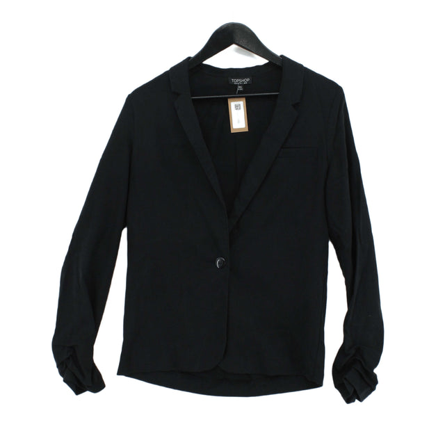 Topshop Women's Blazer UK 8 Black Polyester with Lyocell Modal