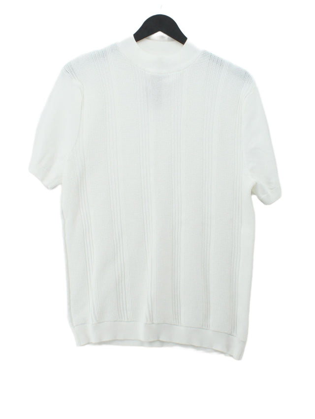 Topman Men's T-Shirt M White Cotton with Polyester