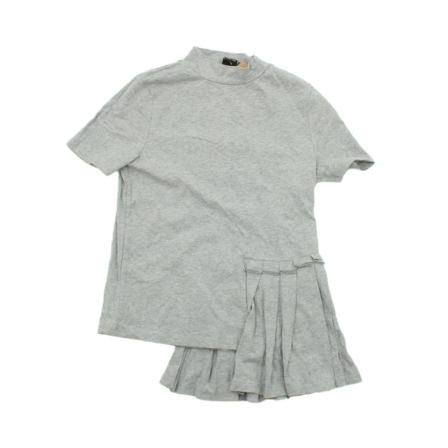 Lost Ink Women's Top UK 8 Grey 100% Cotton