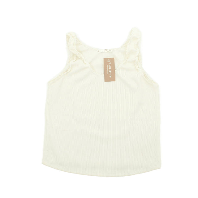 Mango Women's T-Shirt M Cream Cotton with Other