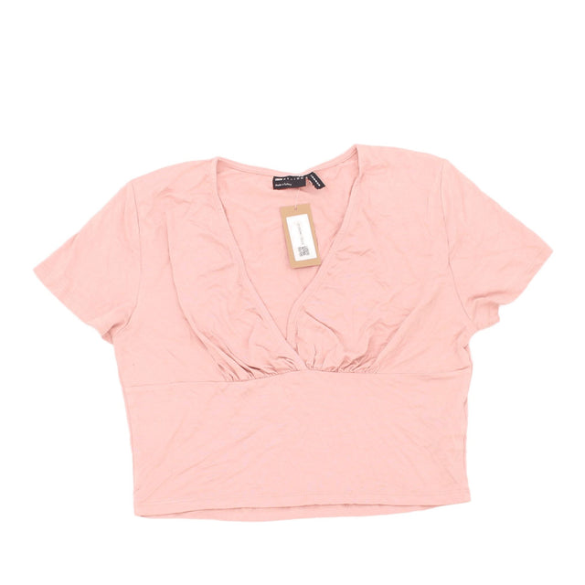 Asos Design Women's Top UK 12 Pink Viscose with Elastane