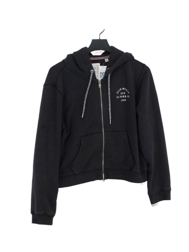 Jack Wills Women's Hoodie UK 12 Black Cotton with Polyester