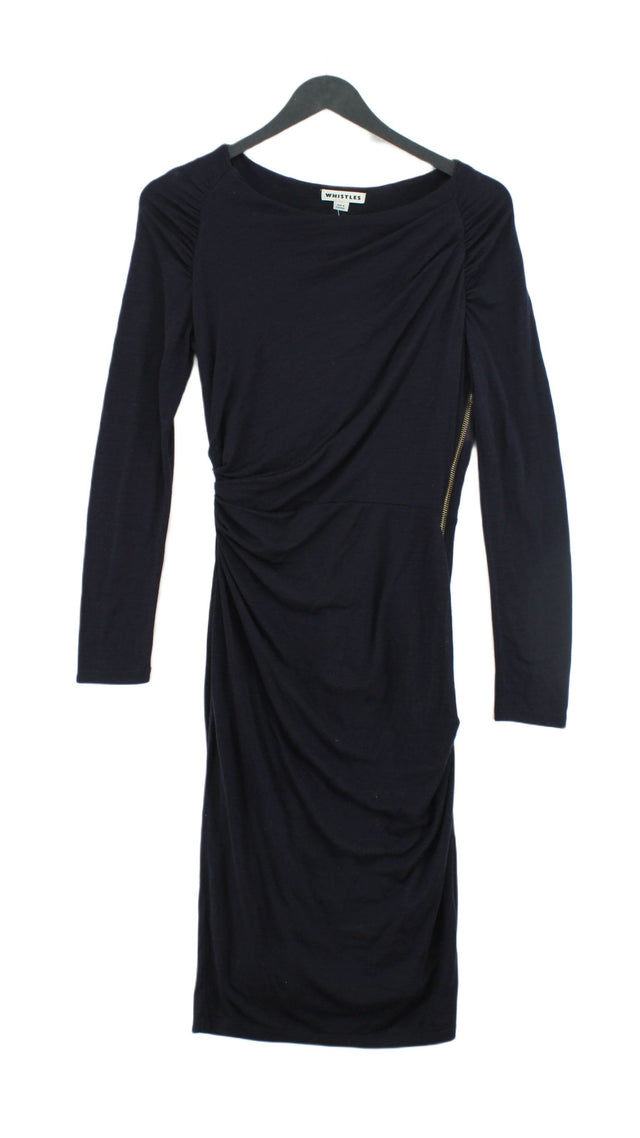 Whistles Women's Midi Dress UK 8 Blue Wool with Elastane, Polyester