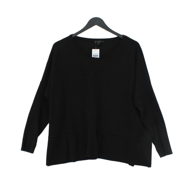 COS Women's T-Shirt M Black Cotton with Elastane