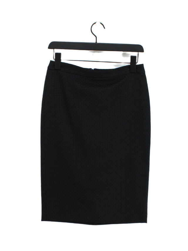 M&S Women's Midi Skirt UK 8 Black Cotton with Elastane, Polyester