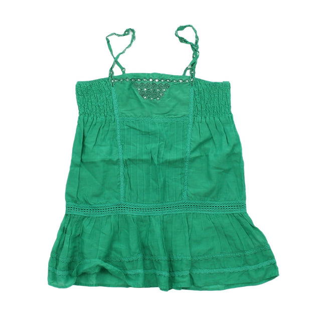 A-Wear Women's Top UK 10 Green Cotton with Silk